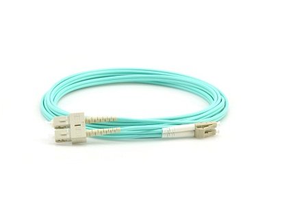 Patchkabel SC/UPC-LC/UPC Duplex OM3 (50/125) 1,5M (2,8mm/Aqua)