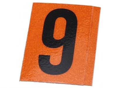 Sticker '9' (zwart/oranje)