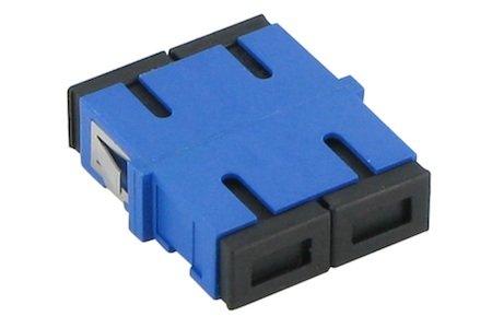 Adapter SC Duplex, SM, blue ZR sleeve with flange