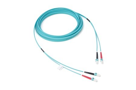 Cordon de raccordement LC/UPC-LC/UPC Duplex OM3 (50/125) 15M (2,8mm/Aqua)