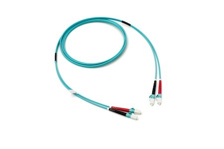 Cordon de raccordement LC/UPC-LC/UPC Duplex OM3 (50/125) 8M (2,8mm/Aqua)