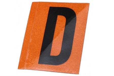 Aufkleber 'D' (schwarz/orange)