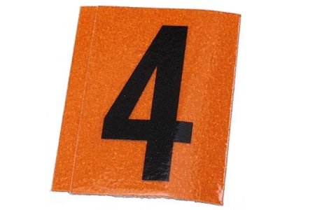 Autocollant '4' (noir/orange)