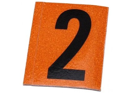 Sticker '2' (zwart/oranje)