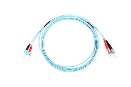 Cordon de raccordement ST/UPC-LC/UPC Duplex OM3 (50/125) 3M (2,8mm/Aqua)