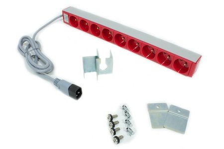 Power Distribution Unit 250V 19" 1U  - 9-way socket UTE - RED