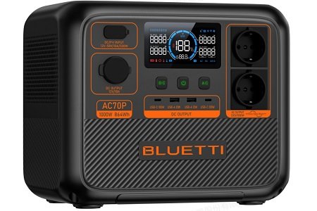Power station Bluetti AC70P, 864Wh, 1000W, outputs: 2 x 230V, 2 x USB-A, 2 x USB-C